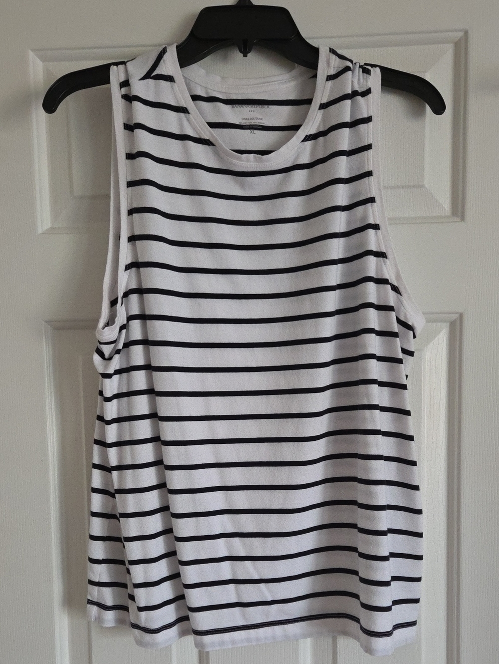 Banana Republic Timeless Tank Striped White and Black Sleeveless Tank Top